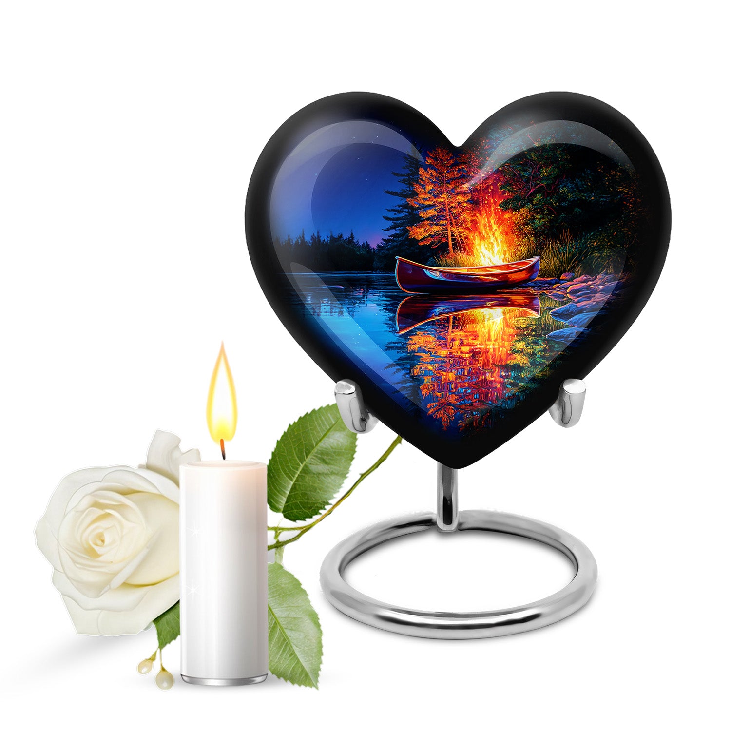Personalized Blue Campfire Cremation Urns for Ashes - Peaceful 10-inch - Karyliz