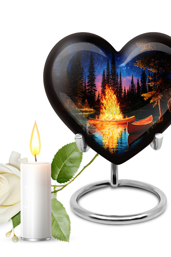 Hallowed Campfire Cremation Urns for Human Ashes - Black 10-inch - Karyliz