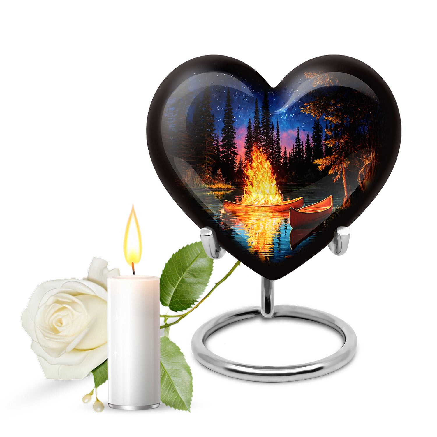 Hallowed Campfire Cremation Urns for Human Ashes - Black 10-inch - Karyliz