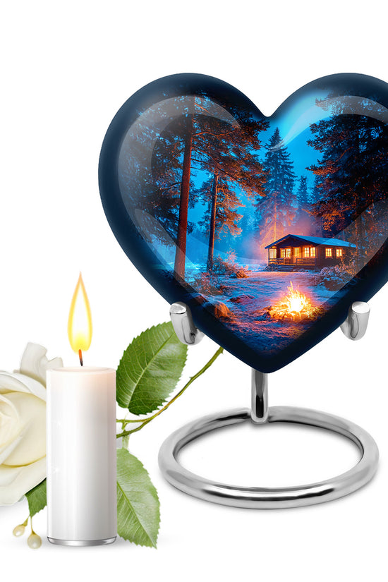 Blue Campfire Memorial Cremation Urns for Human Ashes - 10-inch, 200 cu in - Karyliz
