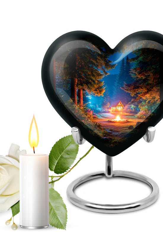 Timeless Black Campfire Cremation Urn for Ashes - 10-inch, 200 cu in - Karyliz