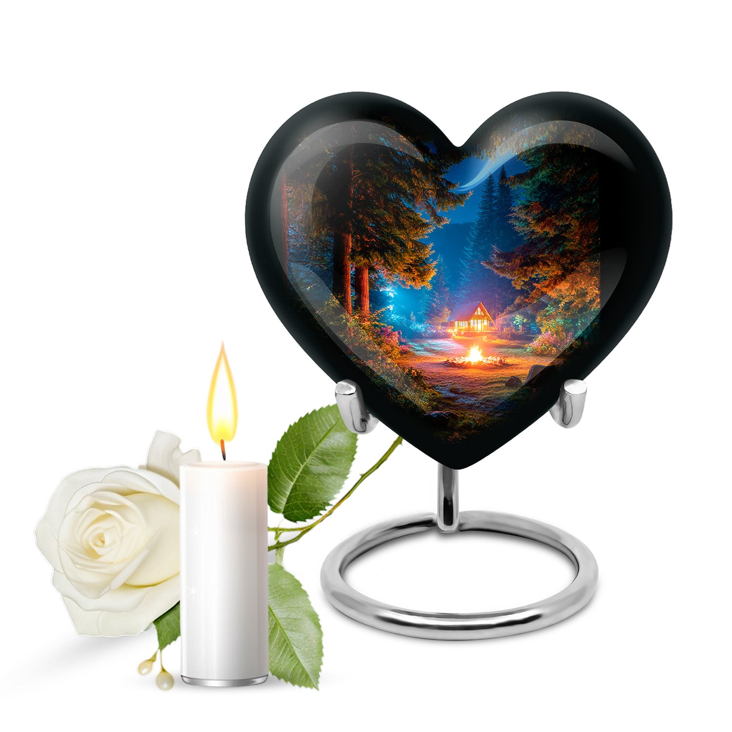 Timeless Black Campfire Cremation Urn for Ashes - 10-inch, 200 cu in - Karyliz