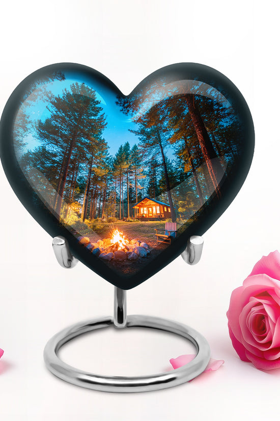 Personalized Refined Campfire Cremation Urns - Blue 10-inch, 200 cu in - Karyliz