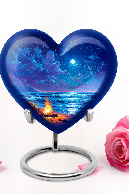 Personalized Campfire Cremation Urns - Eminent Blue 10-inch, 200 cu in - Karyliz