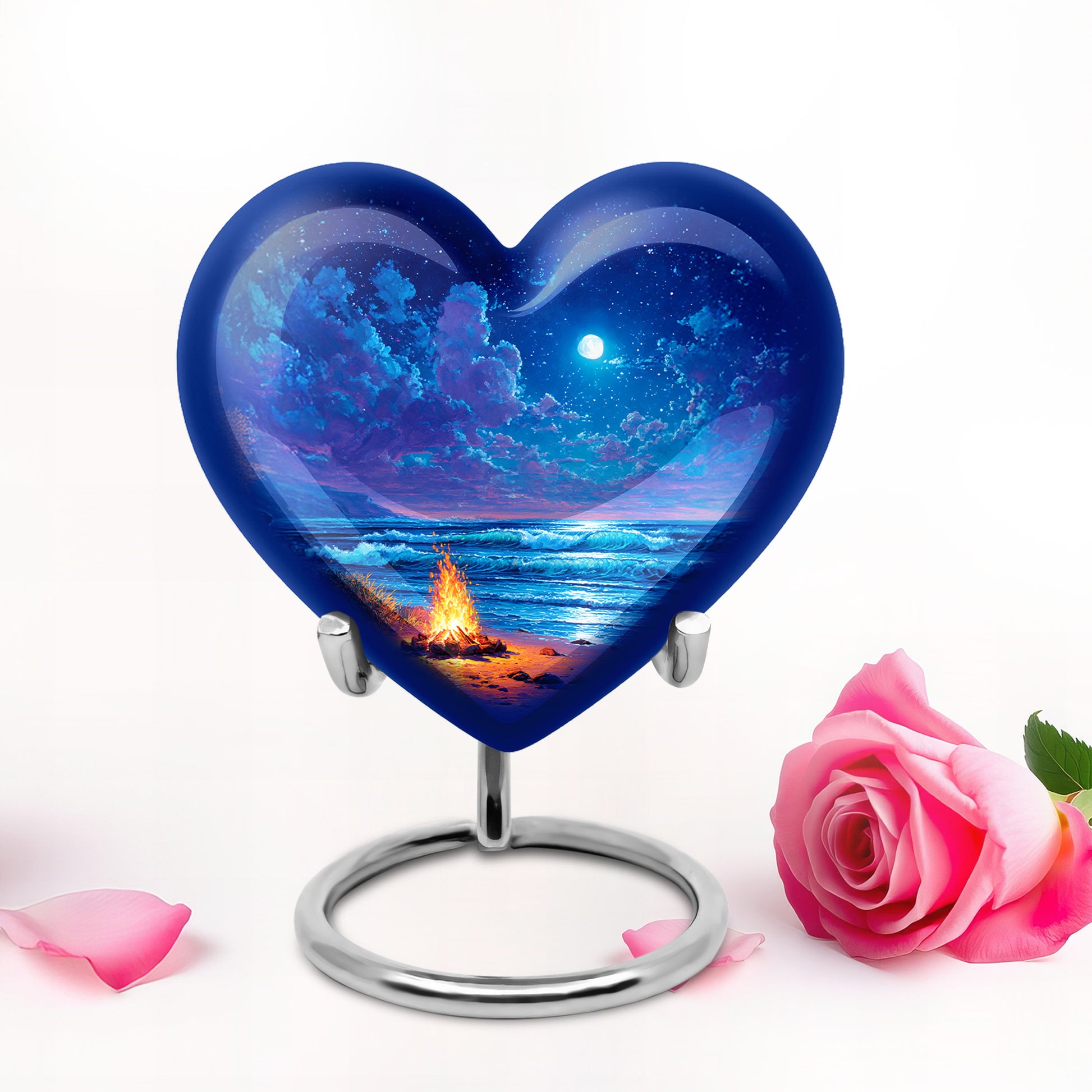 Personalized Campfire Cremation Urns - Eminent Blue 10-inch, 200 cu in - Karyliz