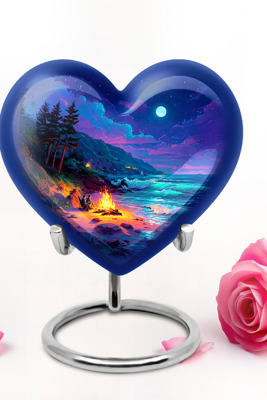 Illustrious Campfire Memorial Cremation Urns - Blue 10-inch, 200 cu in - Karyliz