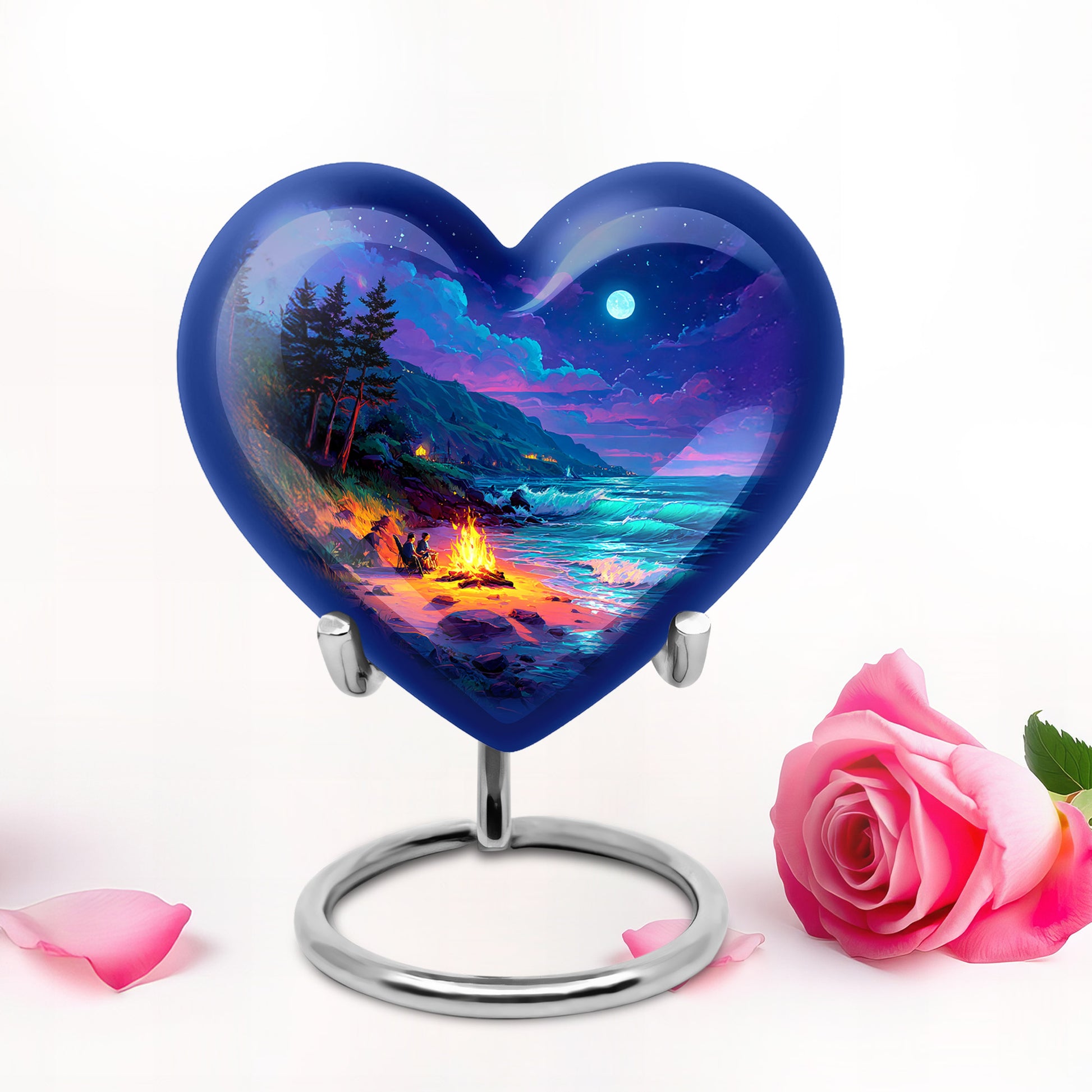 Illustrious Campfire Memorial Cremation Urns - Blue 10-inch, 200 cu in - Karyliz