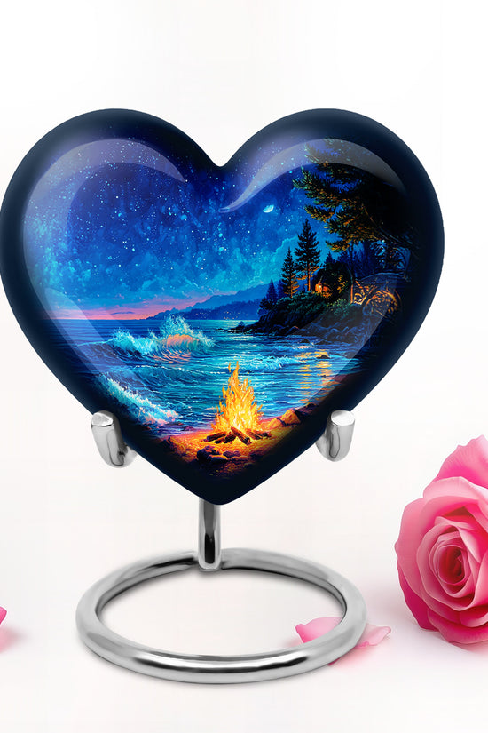 Personalized Blue Campfire Cremation Urns for Ashes - Majestic 10-inch - Karyliz