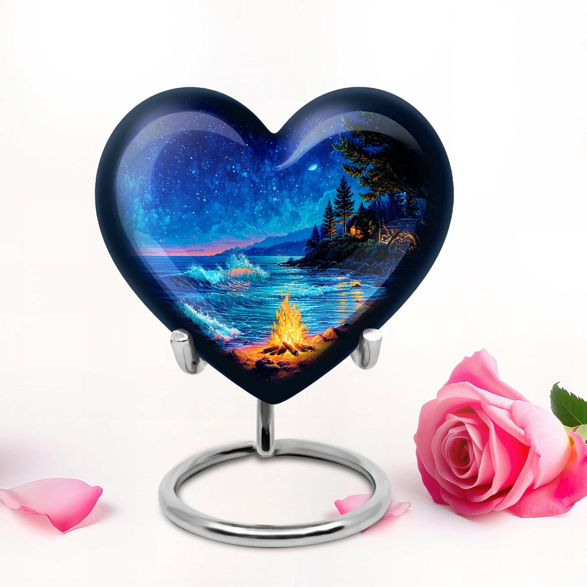 Personalized Blue Campfire Cremation Urns for Ashes - Majestic 10-inch - Karyliz