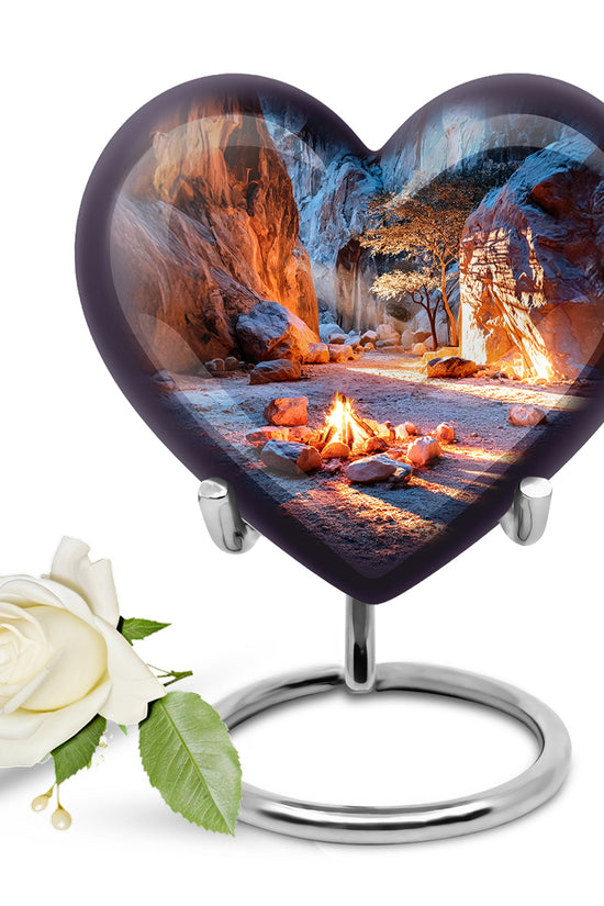 Blue Stately Campfire Cremation Urns for Human Ashes - 10-inch, 200 cu in - Karyliz