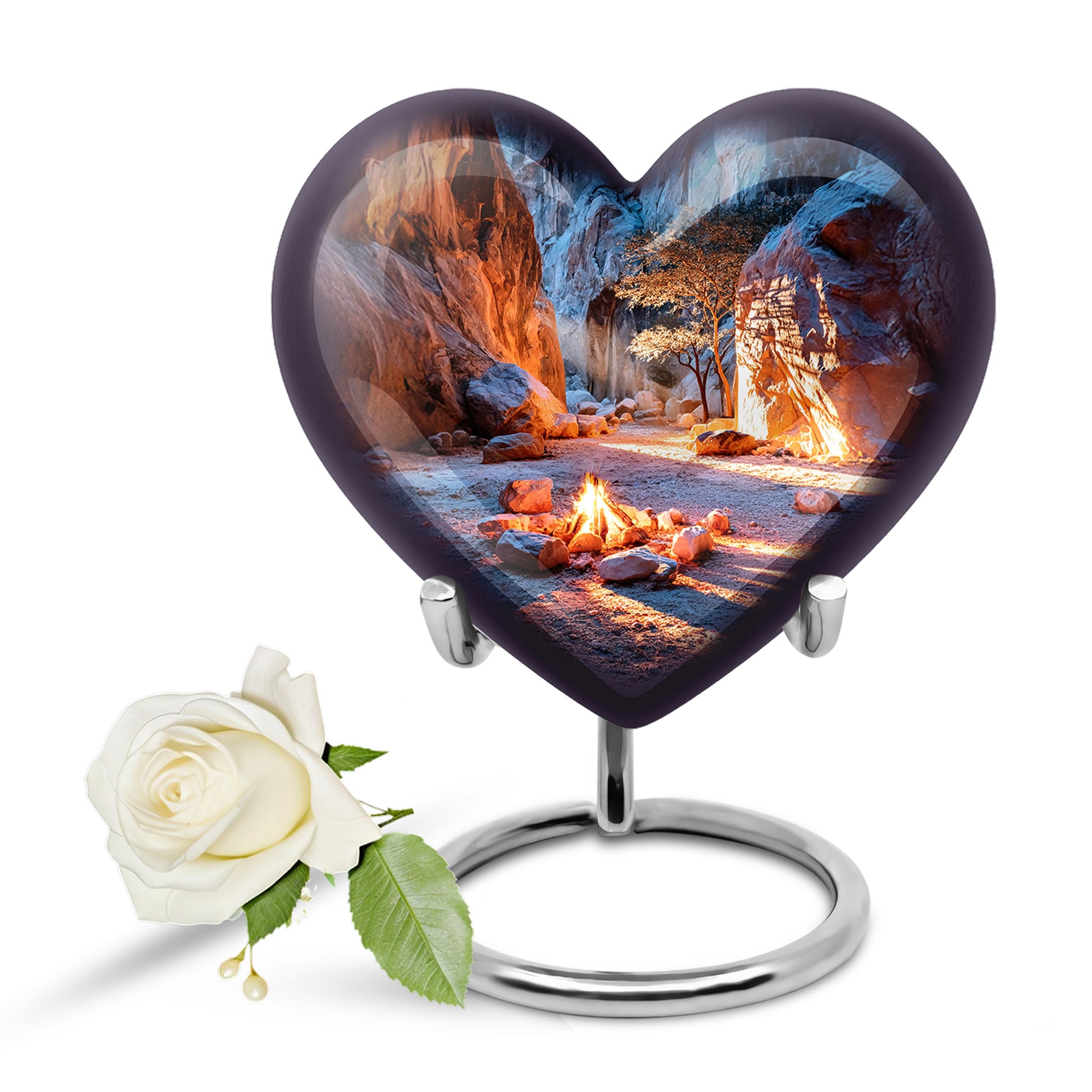 Blue Stately Campfire Cremation Urns for Human Ashes - 10-inch, 200 cu in - Karyliz