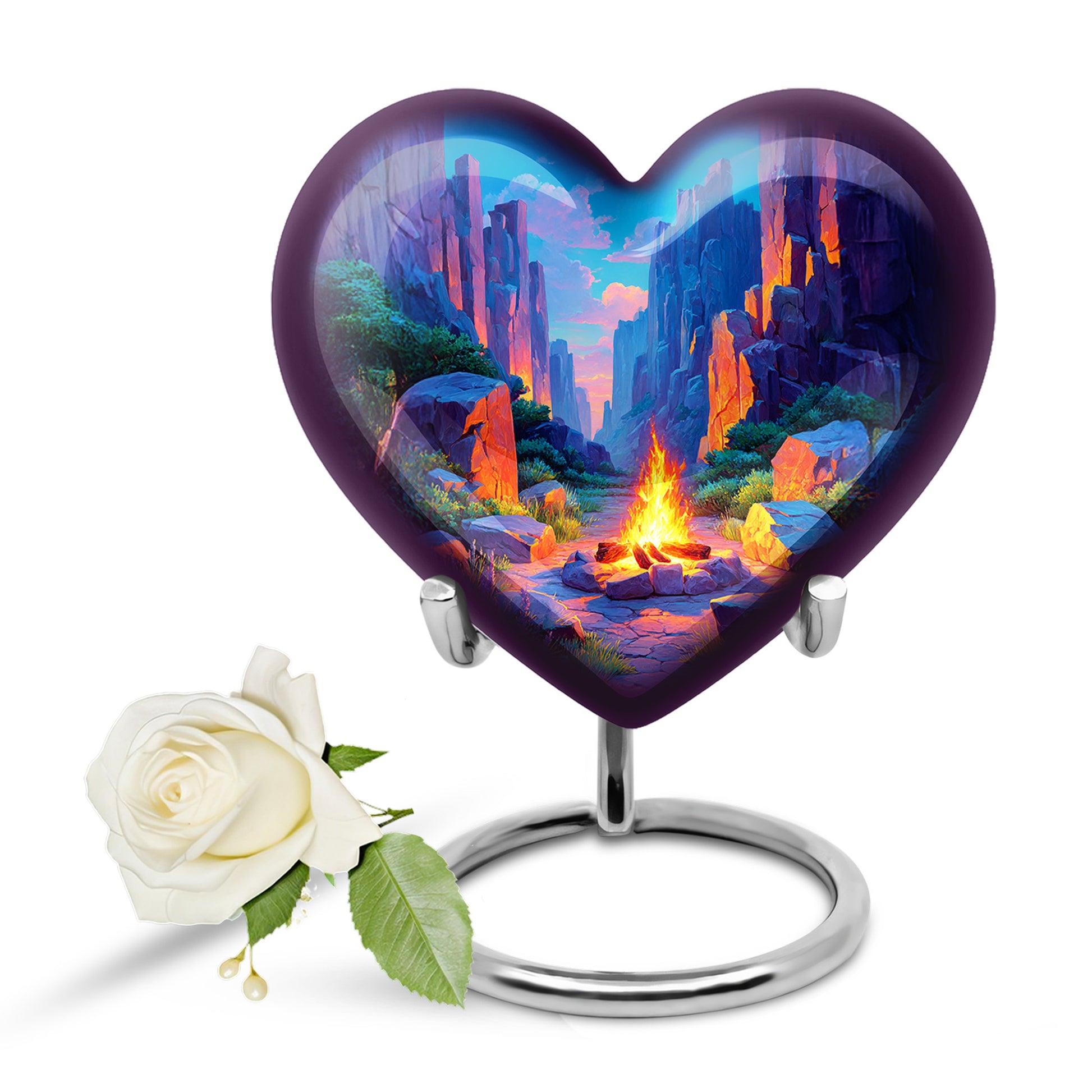 Blue Campfire Sanctuary Cremation Urns for Human Ashes - 10-inch, 200 cu in - Karyliz