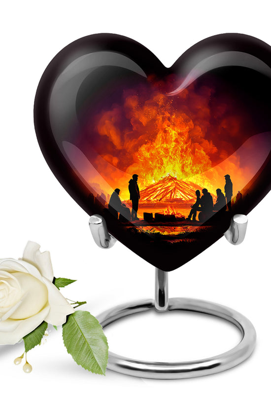 Black Campfire Cremation Urns - Opulent Sentinel 10-inch, 200 cu in - Karyliz