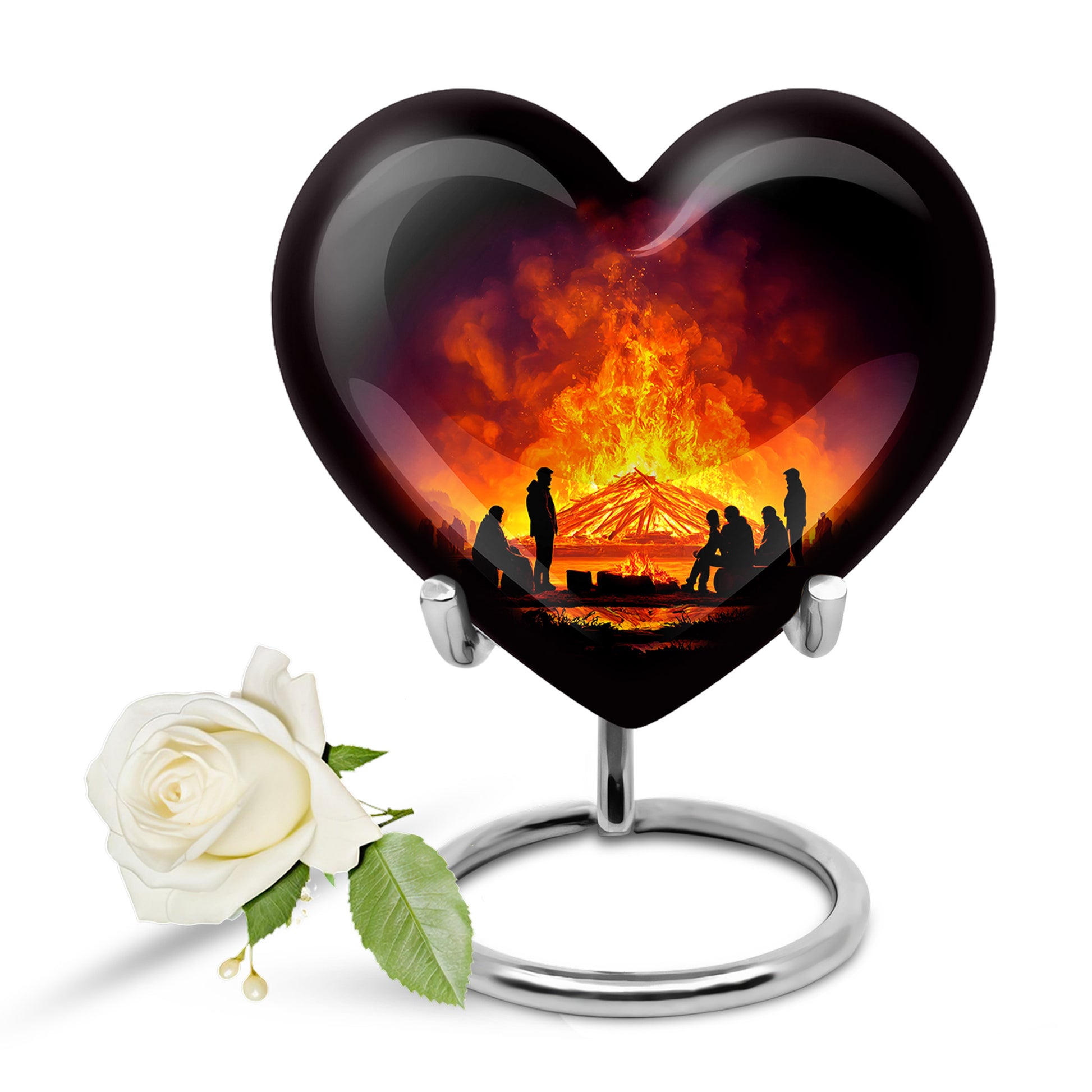 Black Campfire Cremation Urns - Opulent Sentinel 10-inch, 200 cu in - Karyliz