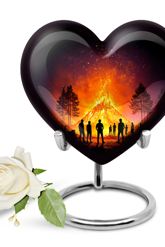 Black Campfire Memorial Cremation Urns for Human Ashes - 10-inch, 200 cu in - Karyliz