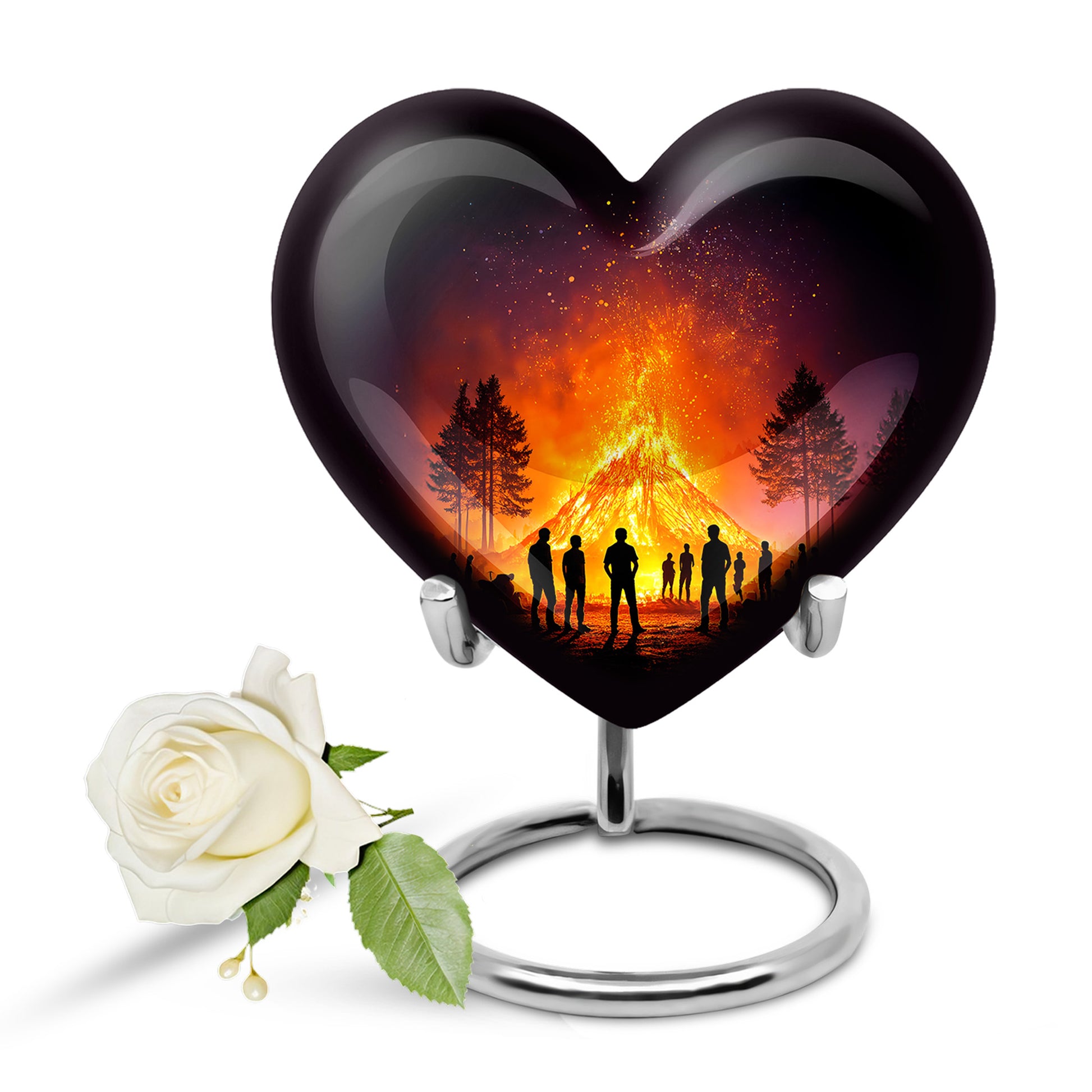 Black Campfire Memorial Cremation Urns for Human Ashes - 10-inch, 200 cu in - Karyliz