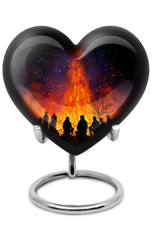Black Exquisite Campfire Memorial Urn for Ashes - 10-inch, 200 cu in - Karyliz