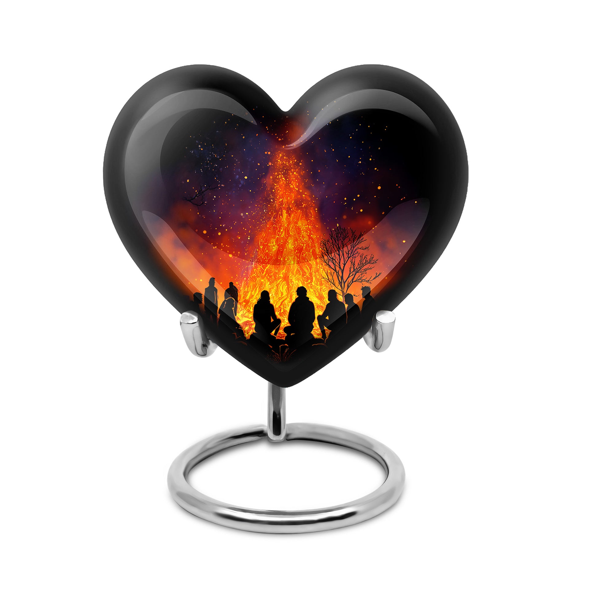 Black Exquisite Campfire Memorial Urn for Ashes - 10-inch, 200 cu in - Karyliz