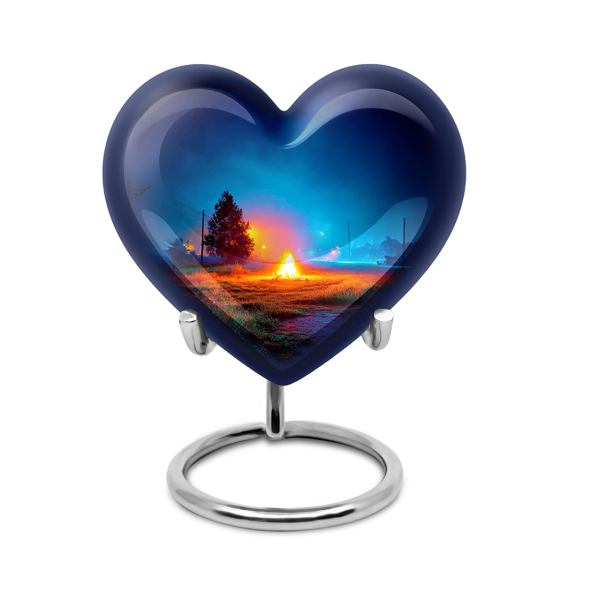 Personalized Elegant Campfire Cremation Urns - Blue 10-inch, 200 cu in - Karyliz