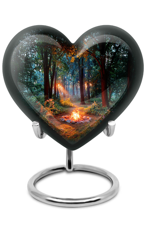 Black Resounding Campfire Memorial Urn for Ashes - 10-inch, 200 cu in - Karyliz