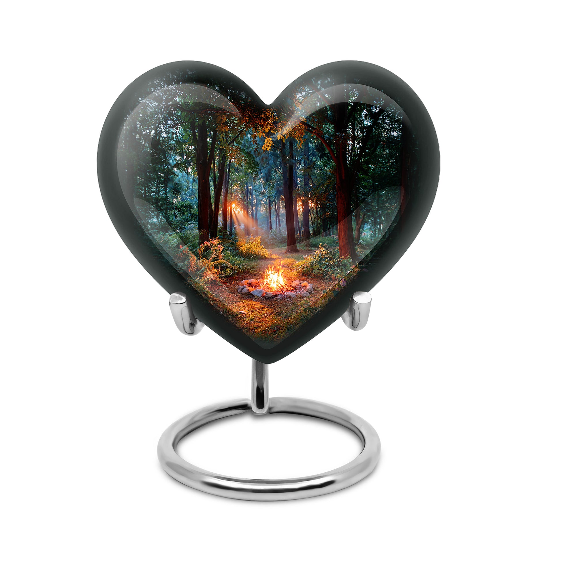 Black Resounding Campfire Memorial Urn for Ashes - 10-inch, 200 cu in - Karyliz