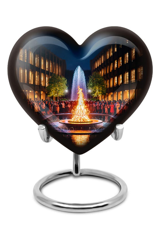 Black Campfire Embrace Cremation Urns for Human Ashes - 10-inch, 200 cu in - Karyliz