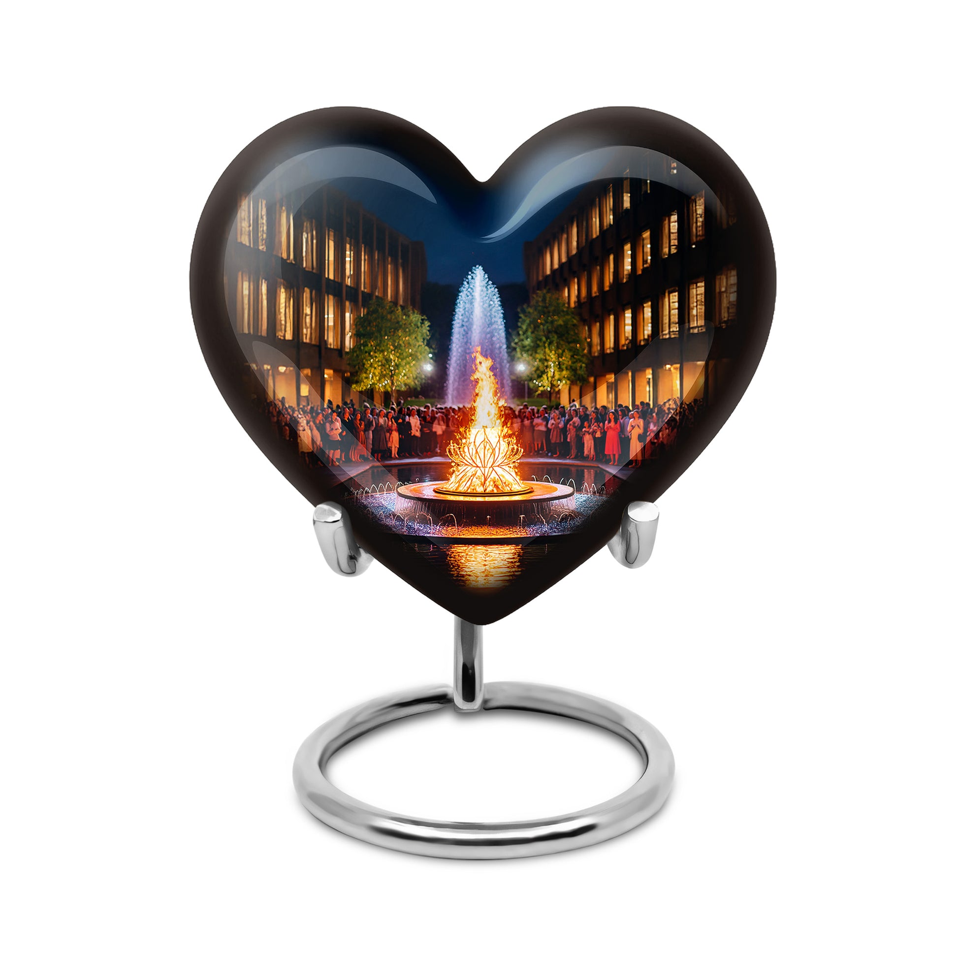Black Campfire Embrace Cremation Urns for Human Ashes - 10-inch, 200 cu in - Karyliz