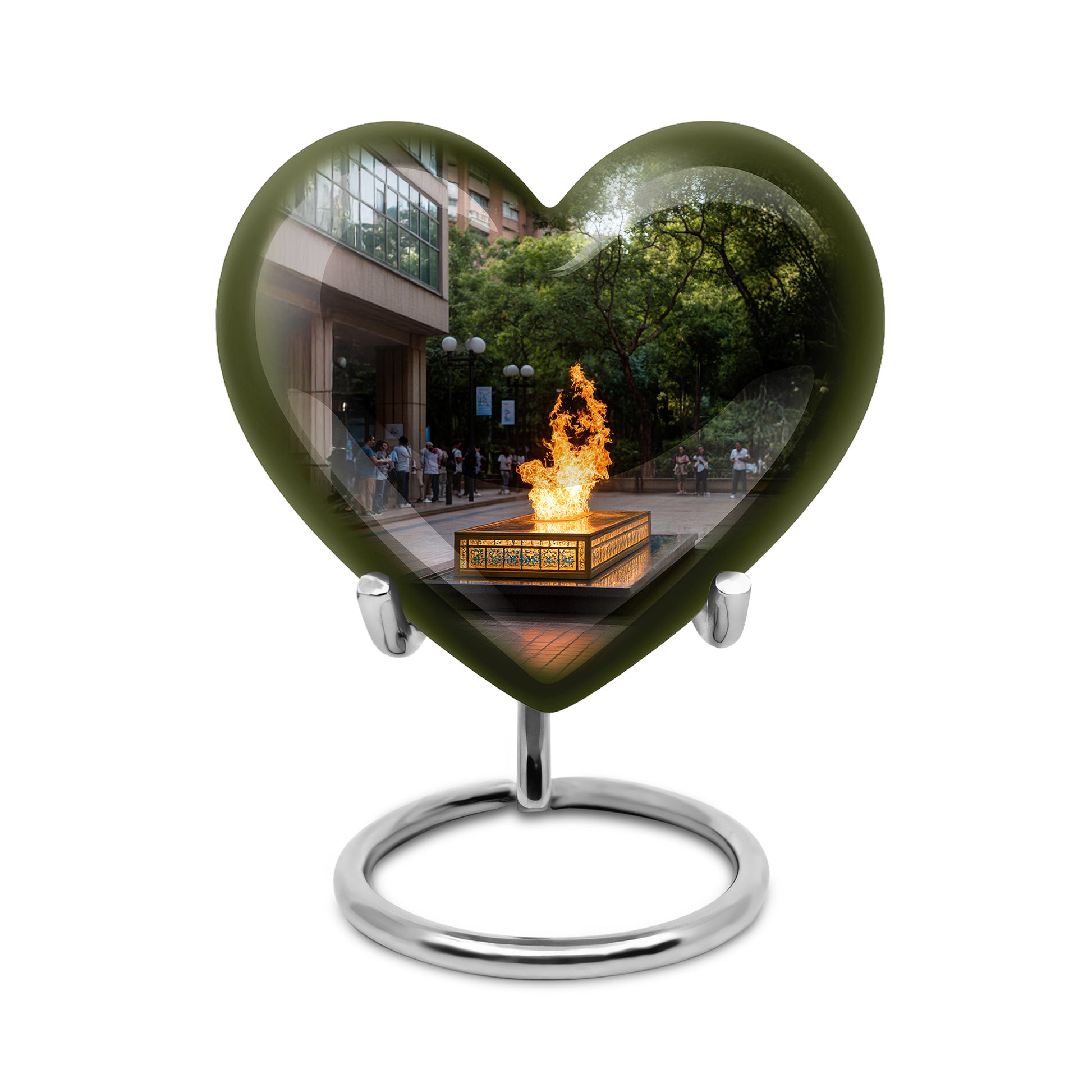 Graceful Black Campfire Solace Urn for Human Ashes - 10-inch, 200 cu in - Karyliz
