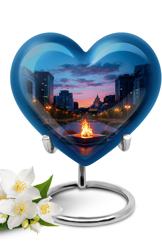 Sublime Campfire Cremation Urns for Human Ashes - Blue 10-inch - Karyliz