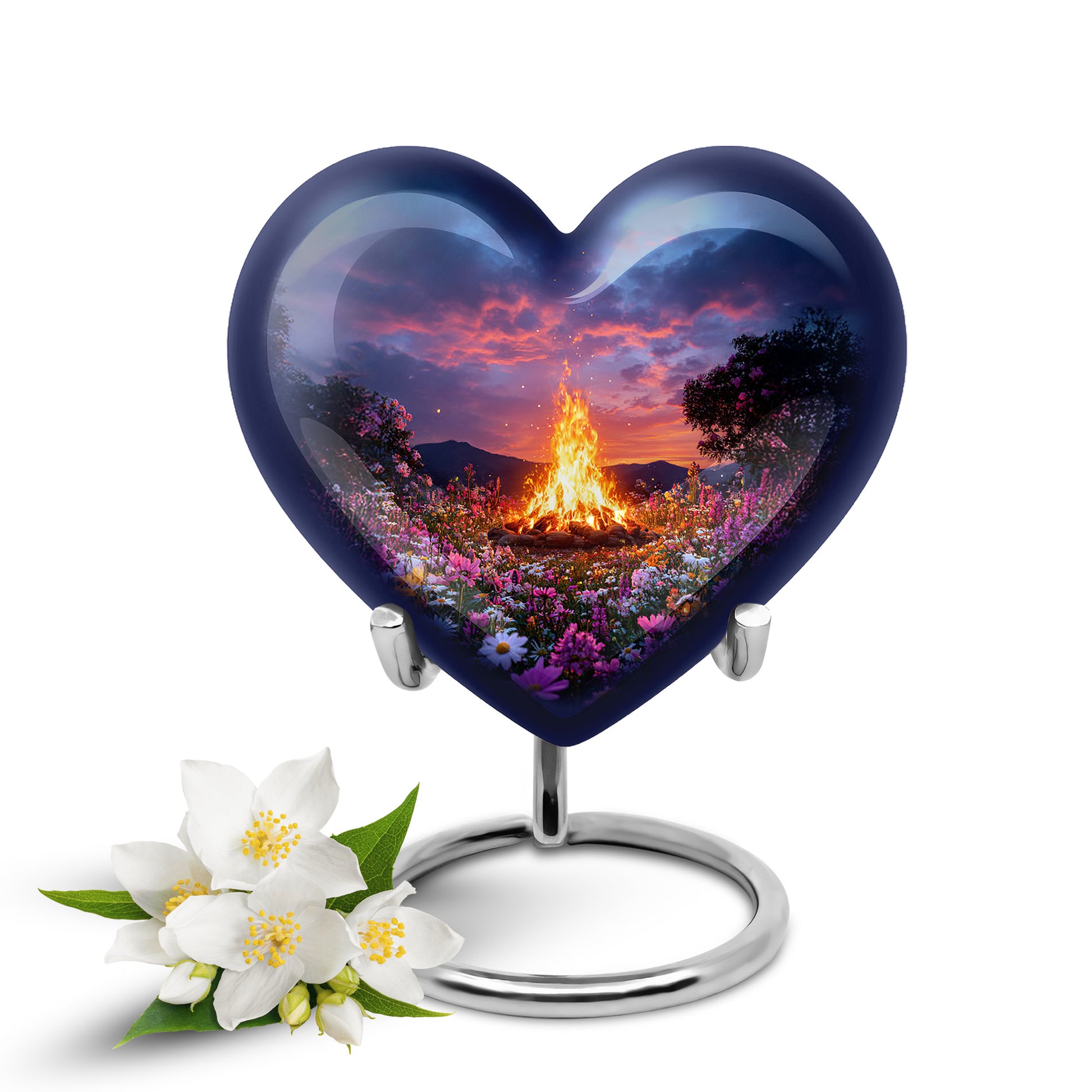 Blue Campfire Celebration Cremation Urns for Human Ashes - 10-inch, 200 cu in - Karyliz