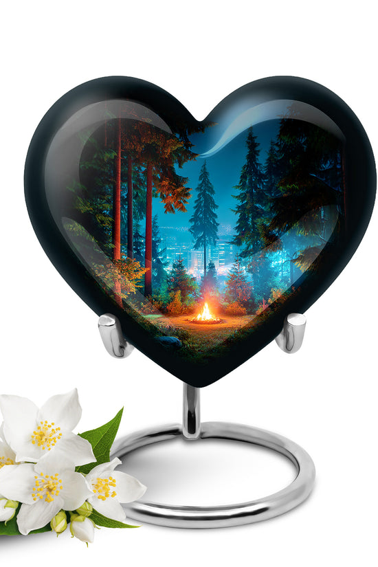 Black Resounding Campfire Memorial Urn for Ashes - 10-inch, 200 cu in - Karyliz