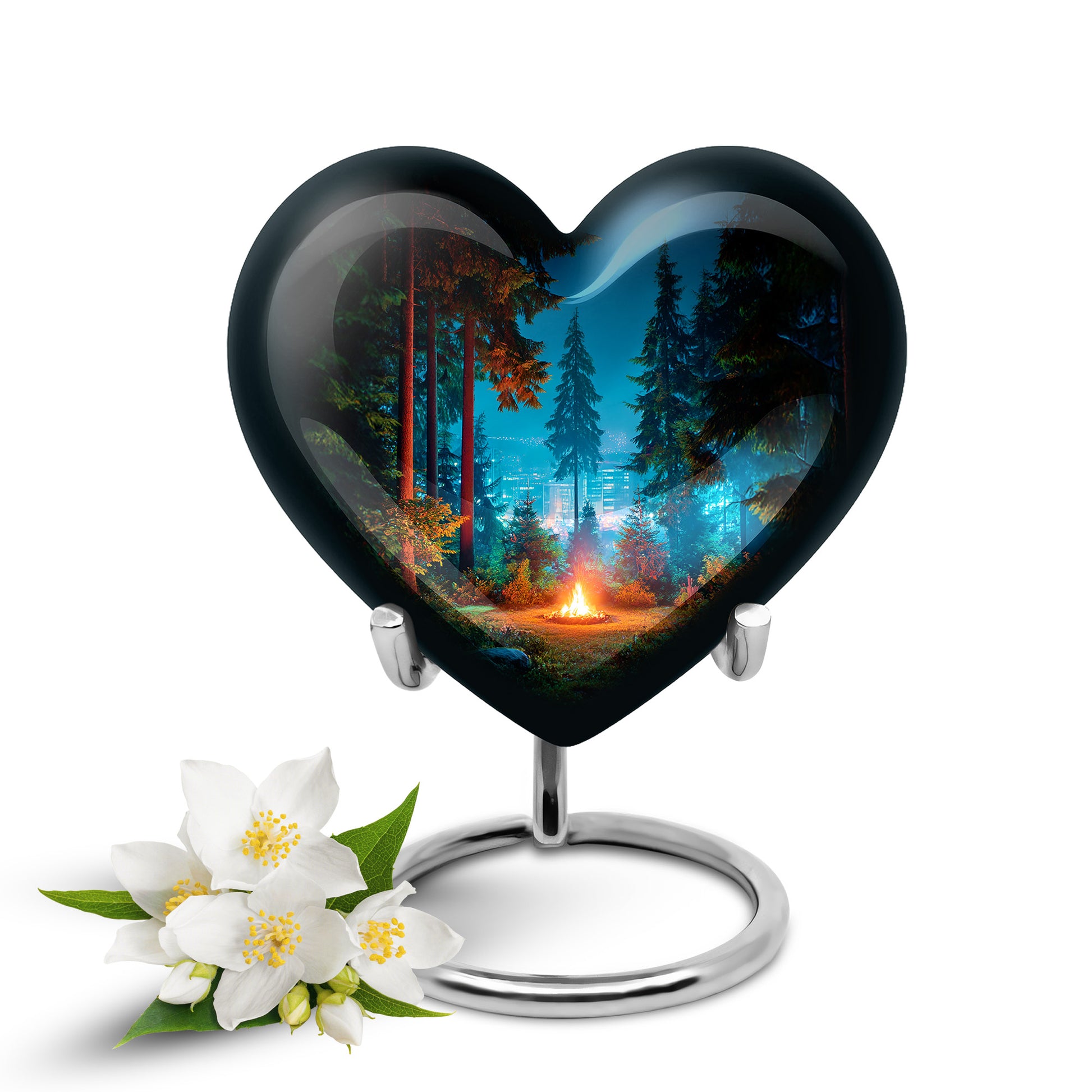 Black Resounding Campfire Memorial Urn for Ashes - 10-inch, 200 cu in - Karyliz