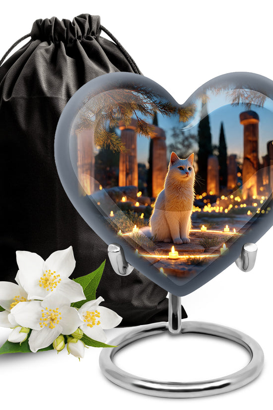 Cat Tribute Funeral Urn - Candle Theme Pet Cremation Urn For Ashes