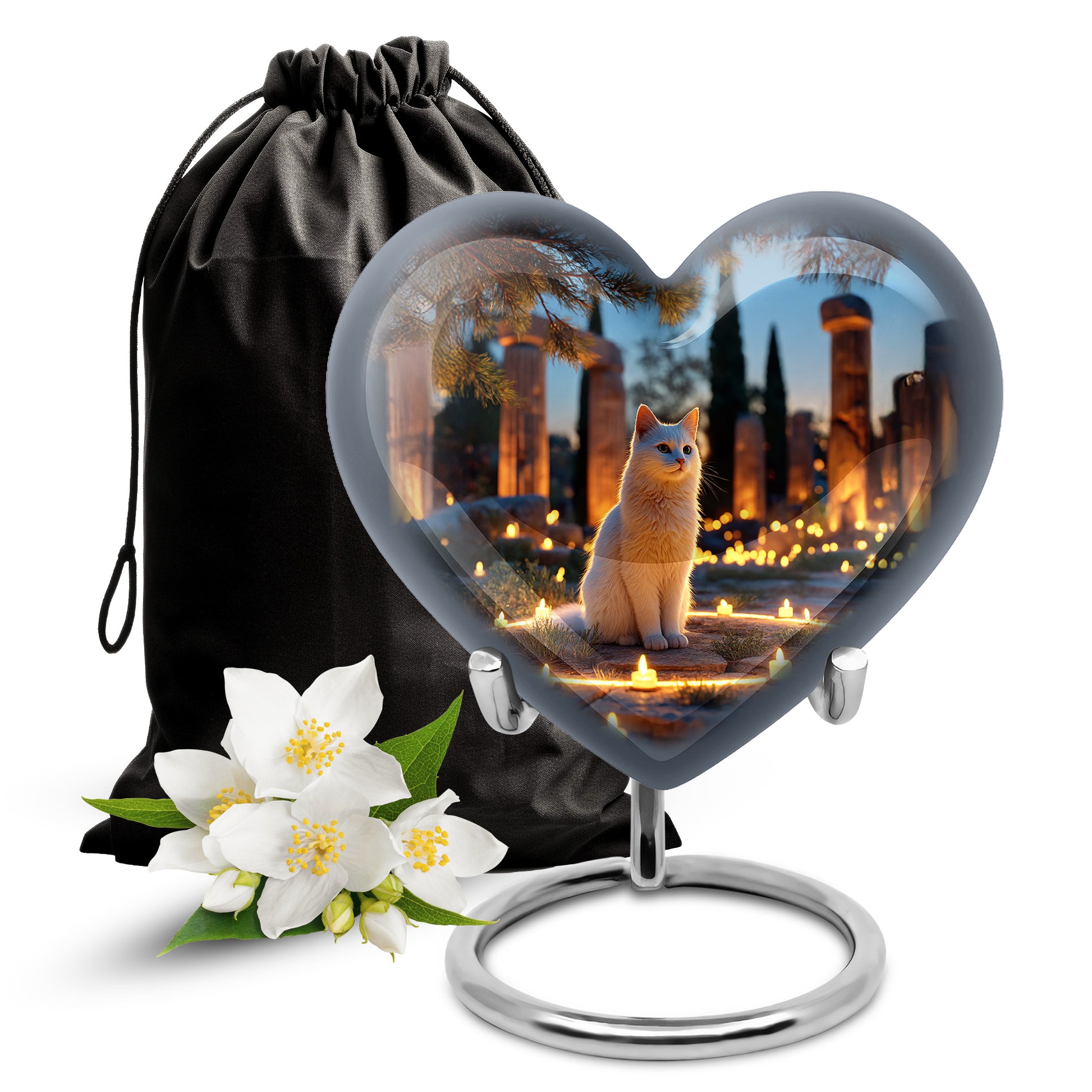 Cat Tribute Funeral Urn - Candle Theme Pet Cremation Urn For Ashes