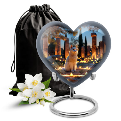 Cat Tribute Funeral Urn - Candle Theme Pet Cremation Urn For Ashes