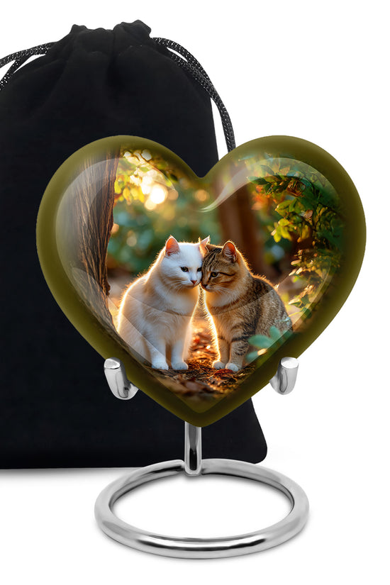 Two Cats Tribute Cremation Urn - Pet Memorial Urn For Ashes