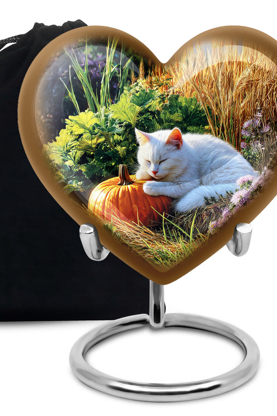Peaceful Cat Memorial Urn - Aluminium Funeral Urn For Pet Ashes