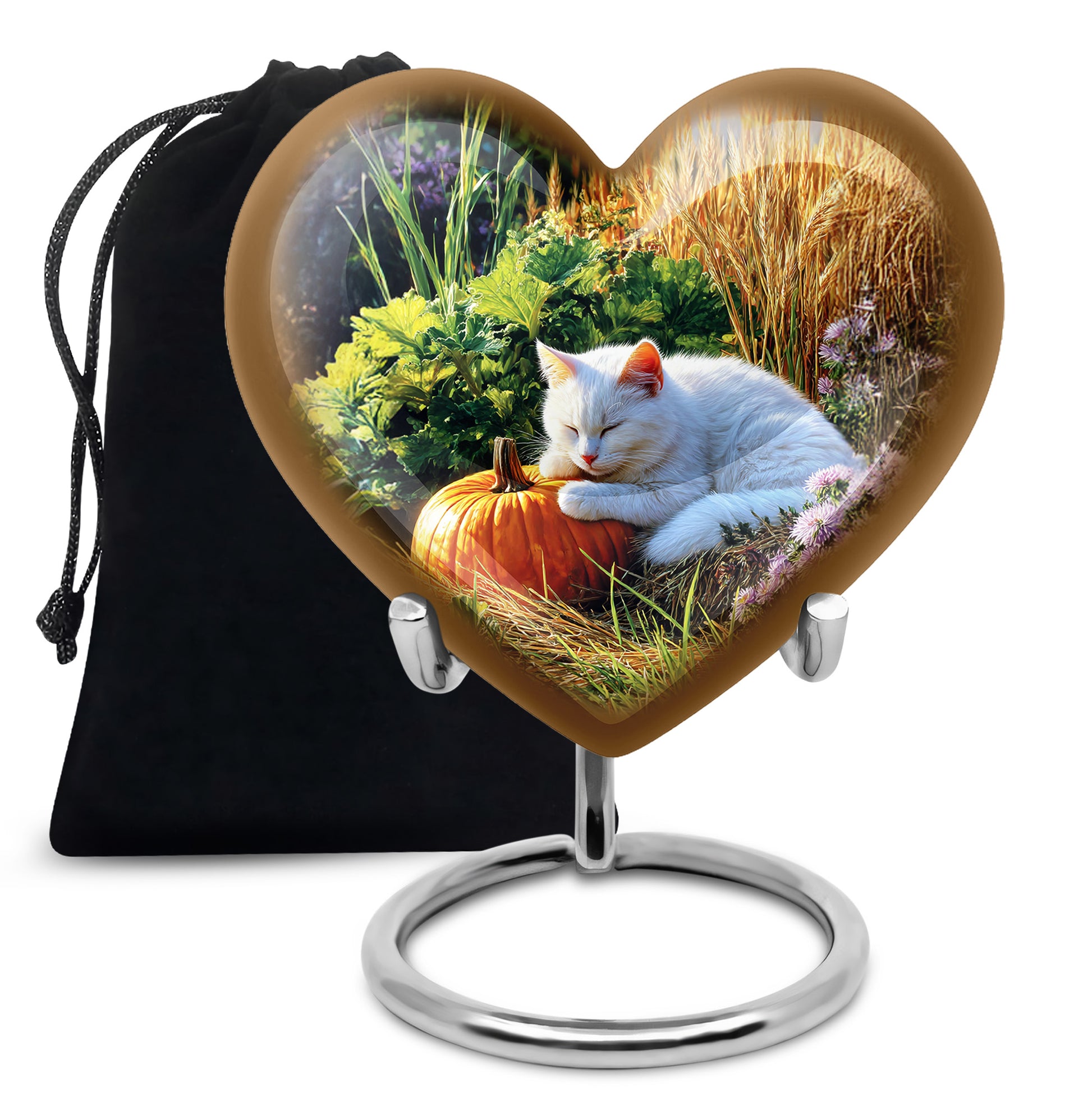 Peaceful Cat Memorial Urn - Aluminium Funeral Urn For Pet Ashes