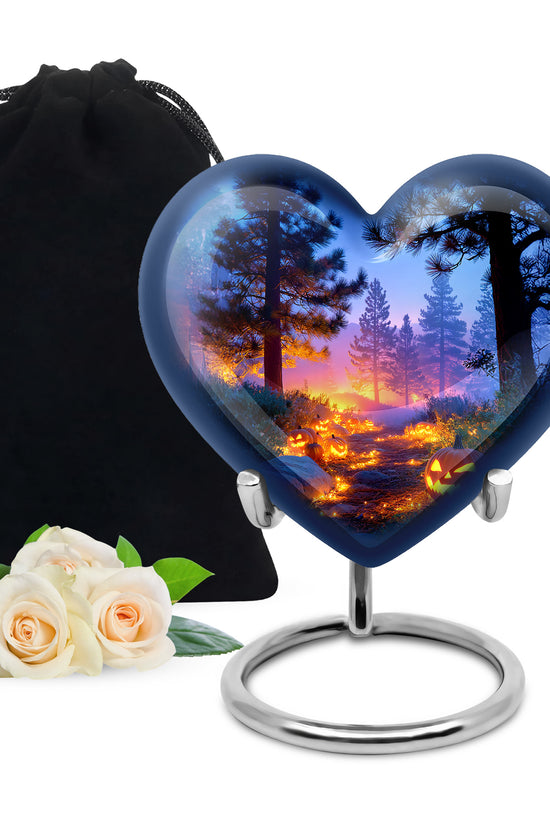 Halloween Pumpkin Forest Funeral Urn - Cremation Urn For Loved Ones