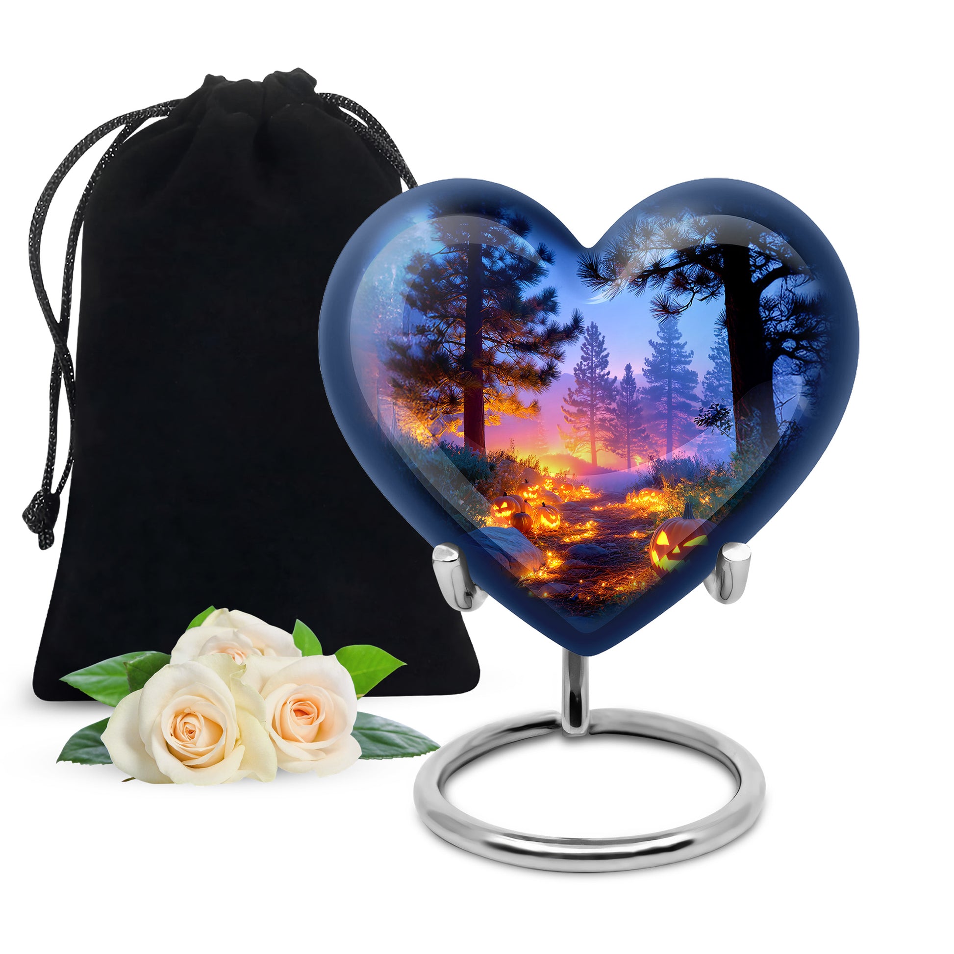 Halloween Pumpkin Forest Funeral Urn - Cremation Urn For Loved Ones