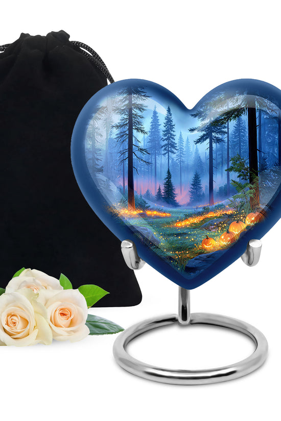 Magical Forest Pumpkin Memorial Urn - Funeral Cremation Urn For Ashes