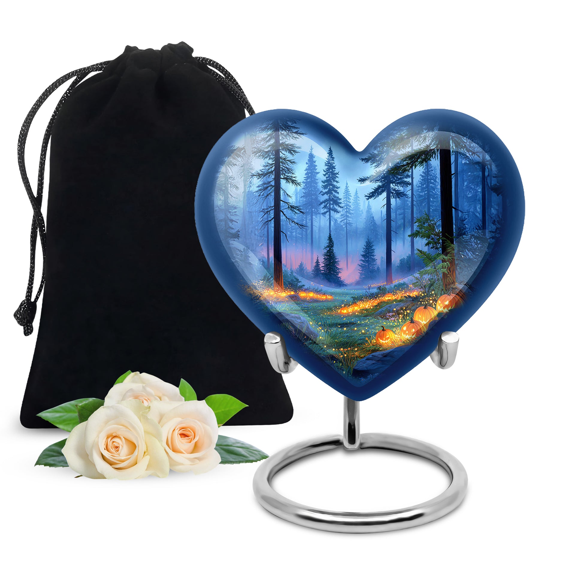 Magical Forest Pumpkin Memorial Urn - Funeral Cremation Urn For Ashes