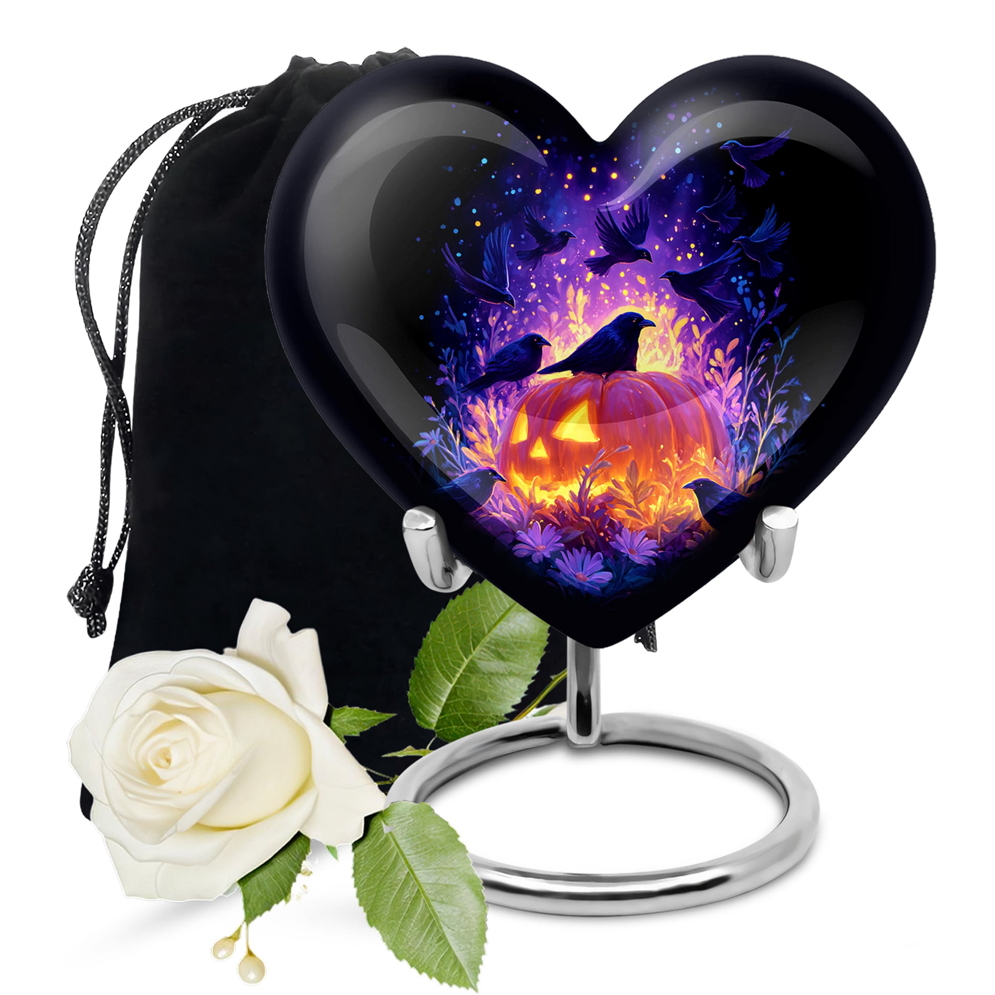 Raven Bird Memorial Urn - Fantasy Halloween Urn For Adult Ashes