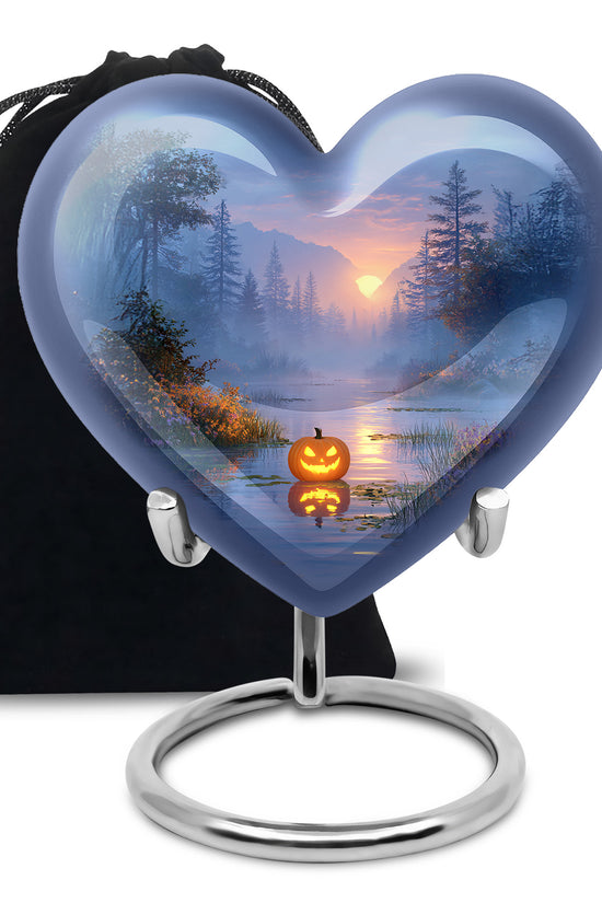 Halloween Forest Memorial Urn - Sunset Nature Funeral Urn For Adult Ashes