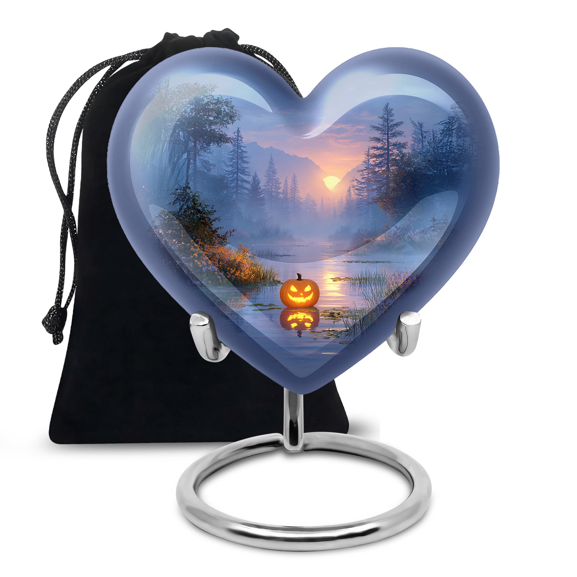 Halloween Forest Memorial Urn - Sunset Nature Funeral Urn For Adult Ashes