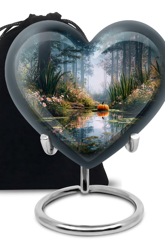 Peaceful Nature Forest Lake Cremation Urn - Aluminium Funeral Urn For Ashes