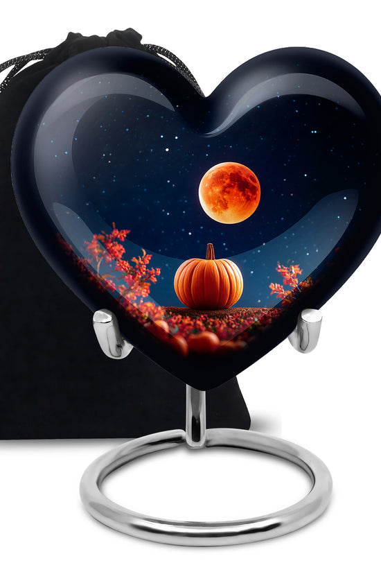 Red Moonlight Cremation Urn - Halloween Pumpkin Funeral Urn For Human Ashes