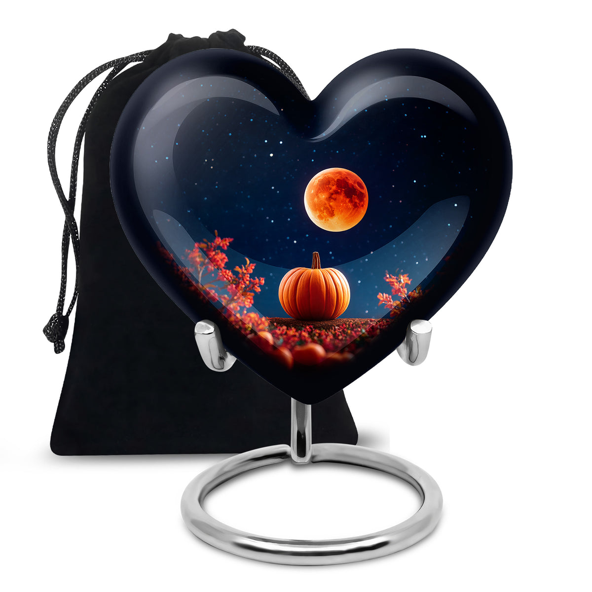 Red Moonlight Cremation Urn - Halloween Pumpkin Funeral Urn For Human Ashes