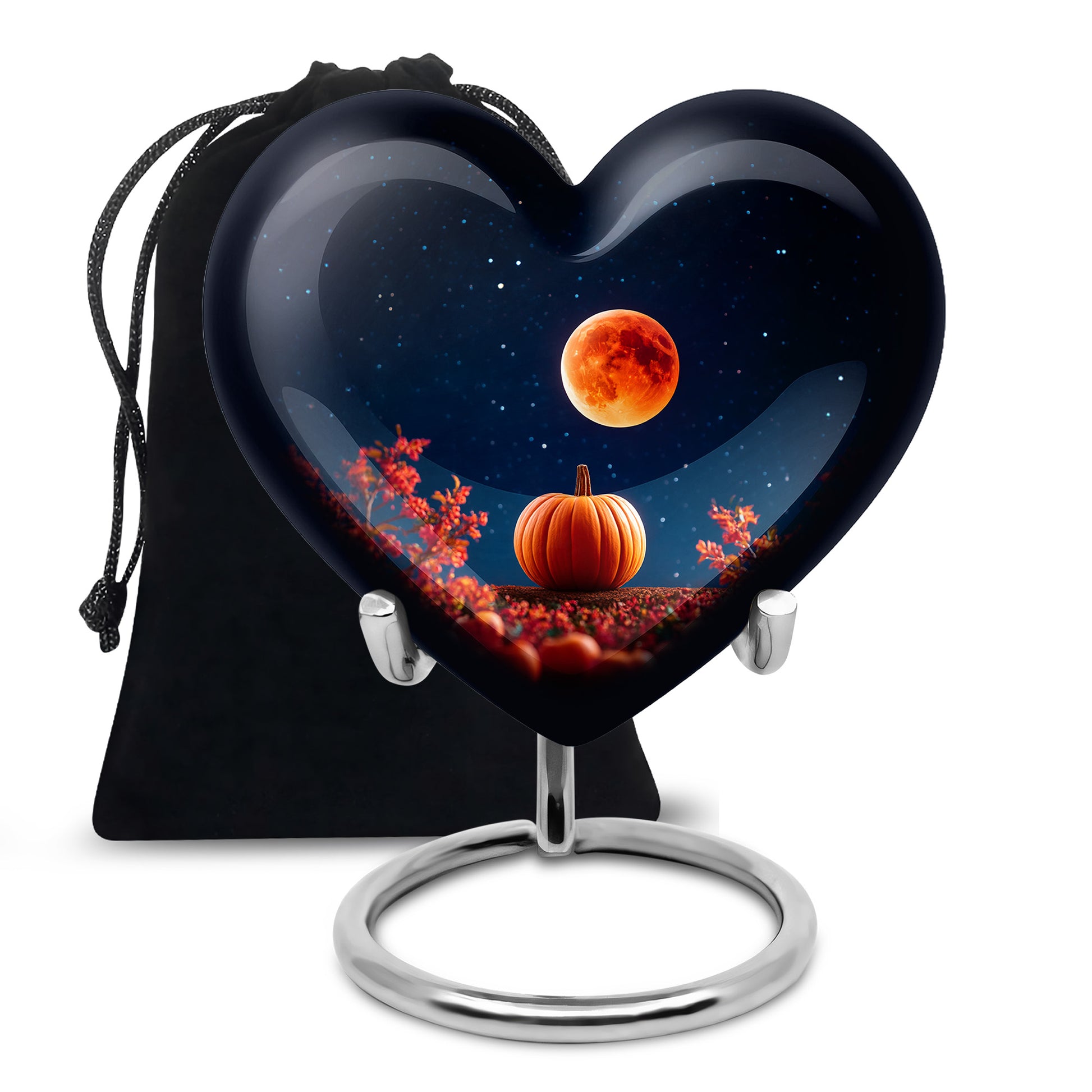 Red Moonlight Cremation Urn - Halloween Pumpkin Funeral Urn For Human Ashes