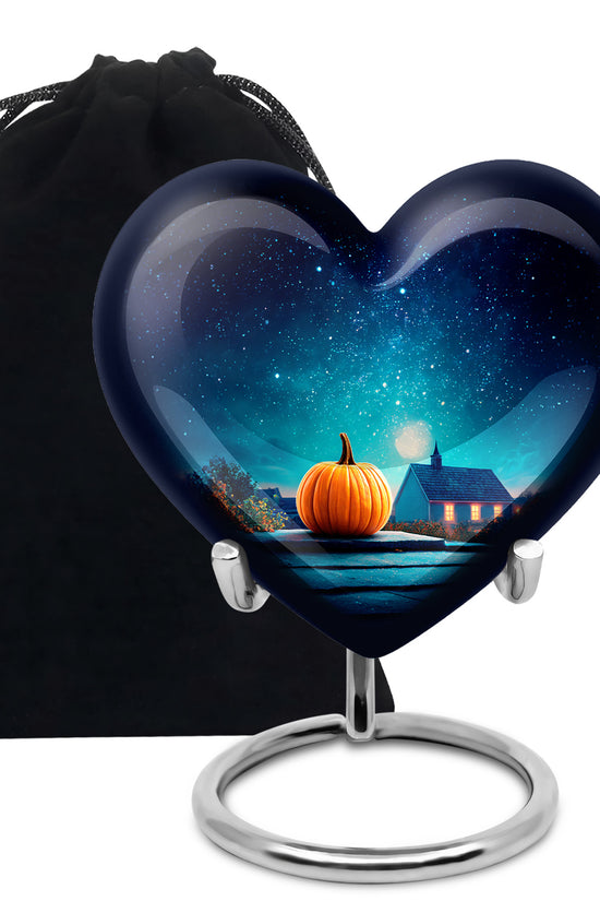 Halloween Pumpkin Night Memorial Urn - Cremation Urn For Ashes